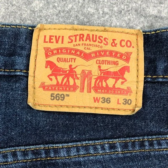 Levis 569 Mens Jeans 36x30 (fits 37x28) Blue Loose Straight Relaxed Dark Wash - Picture 3 of 15